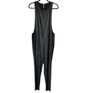 Bebe Black Sleeveless faux leather baggy Jumpsuit medium
